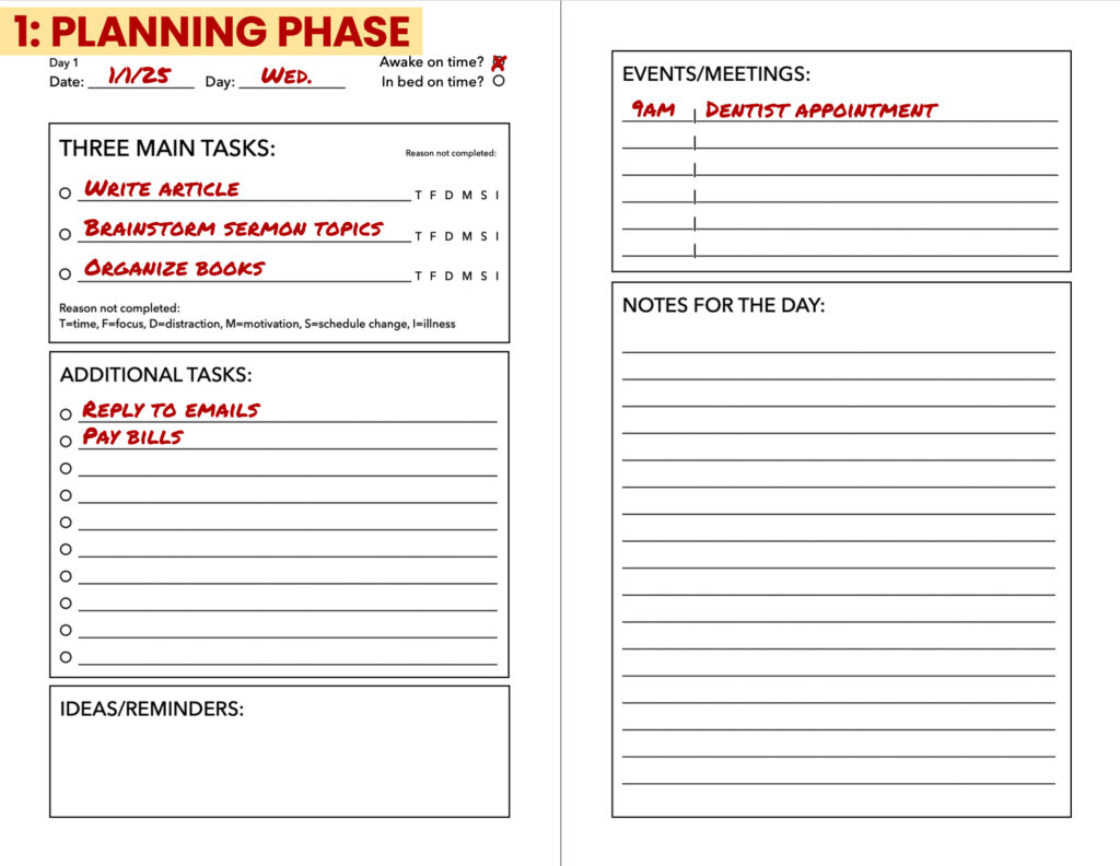 Redeeming the Time: Daily Planner (Planning Phase)