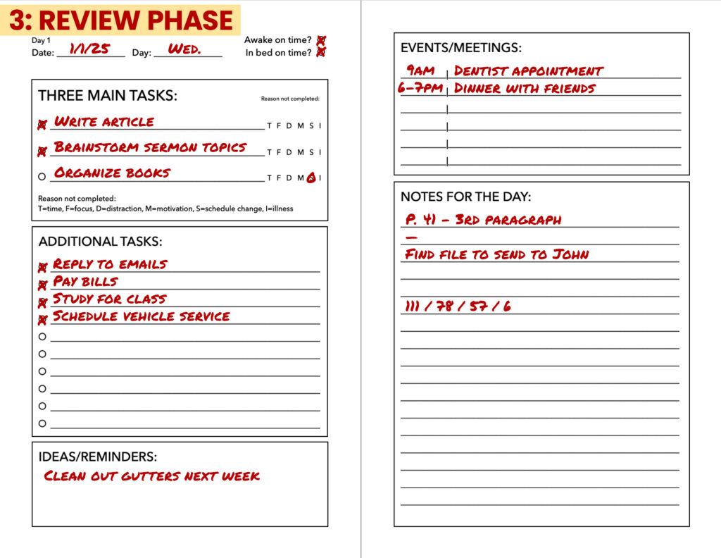 Redeeming the Time: Daily Planner (Review Phase)