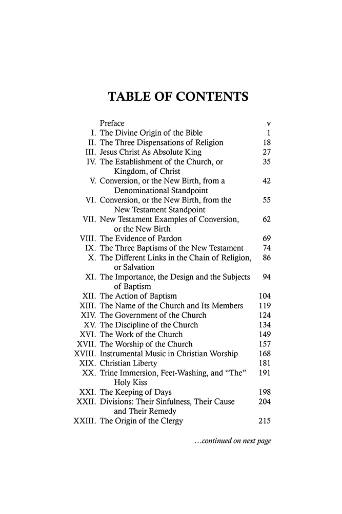 The Church of Christ (table of contents p1)